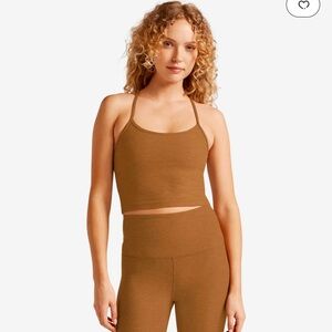 Beyond Yoga Spacedye Slim Racerback Cropped Tank - Caramel Toffee Heather
